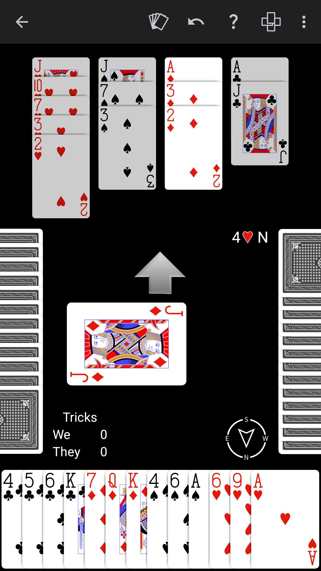 Bridge played on a high-contrast black table