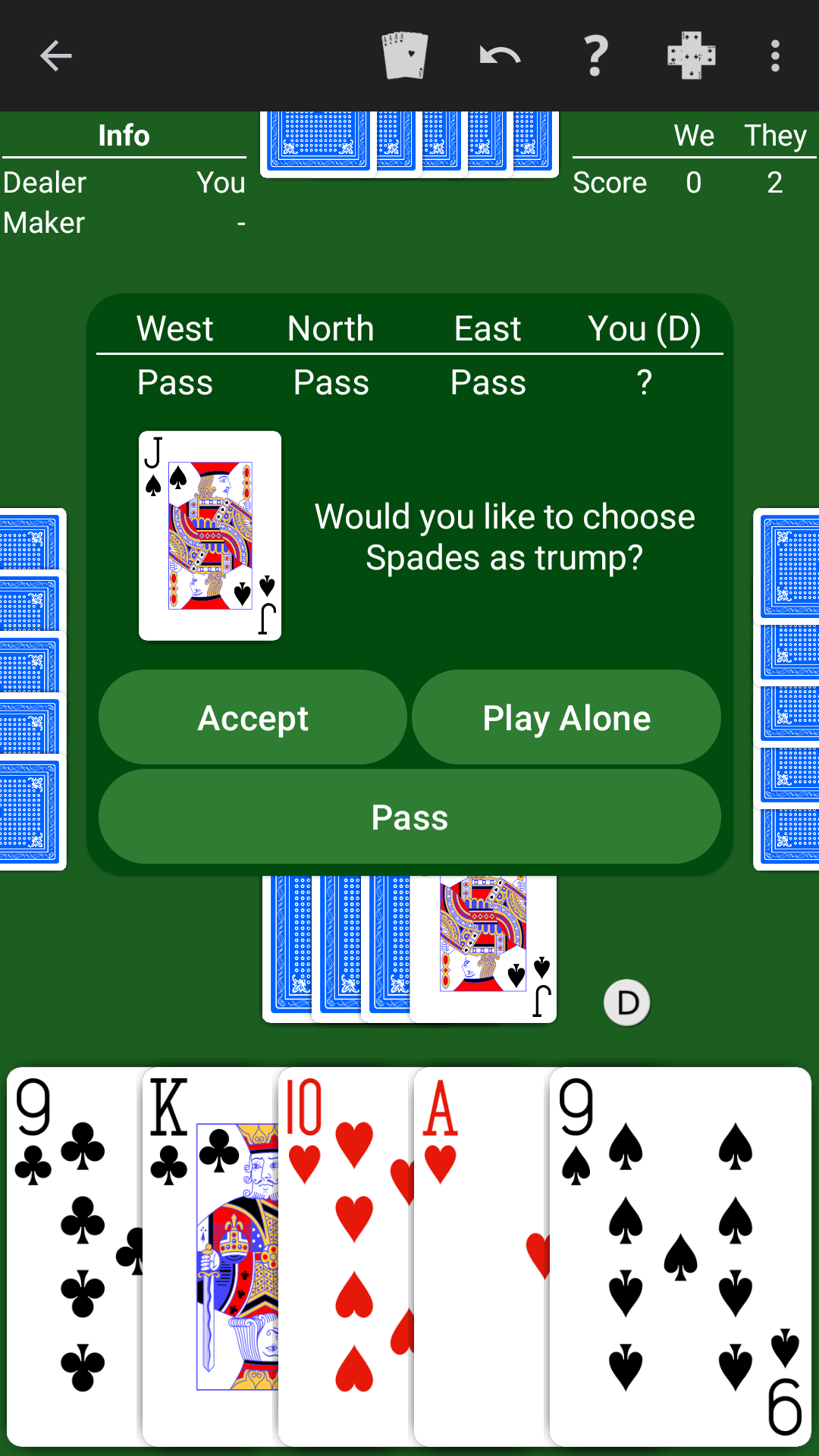 Euchre played on a classic green table