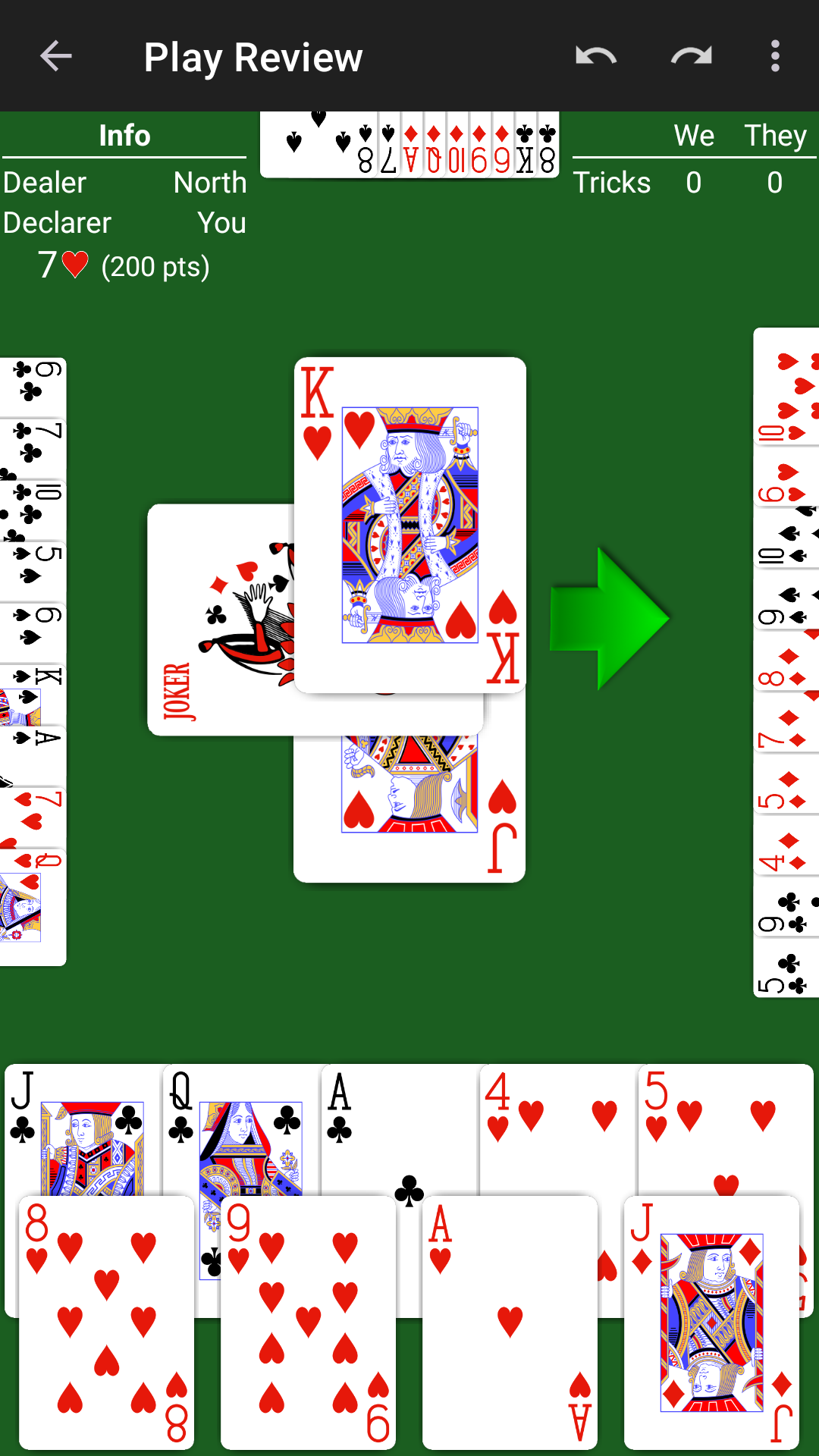 Trick-by-trick 500 play review in NeuralPlay