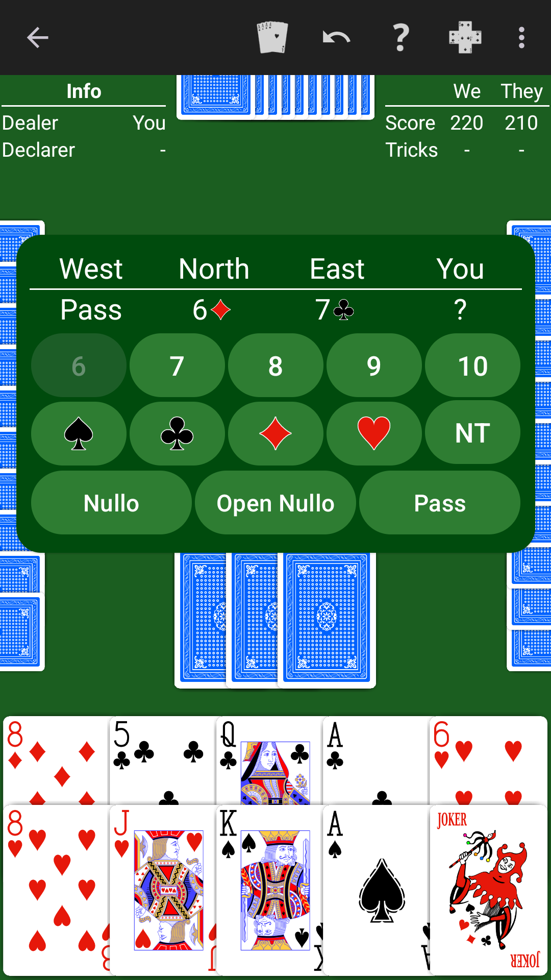 500 played on a classic green table