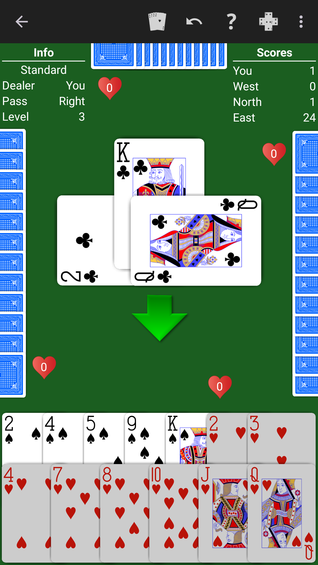 A hand of Hearts in NeuralPlay